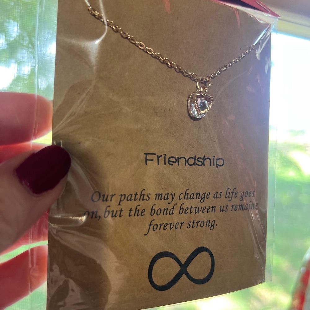 Rustic Rooster Friendship Keepsake Necklace Gold Tone Heart Pendent Gift